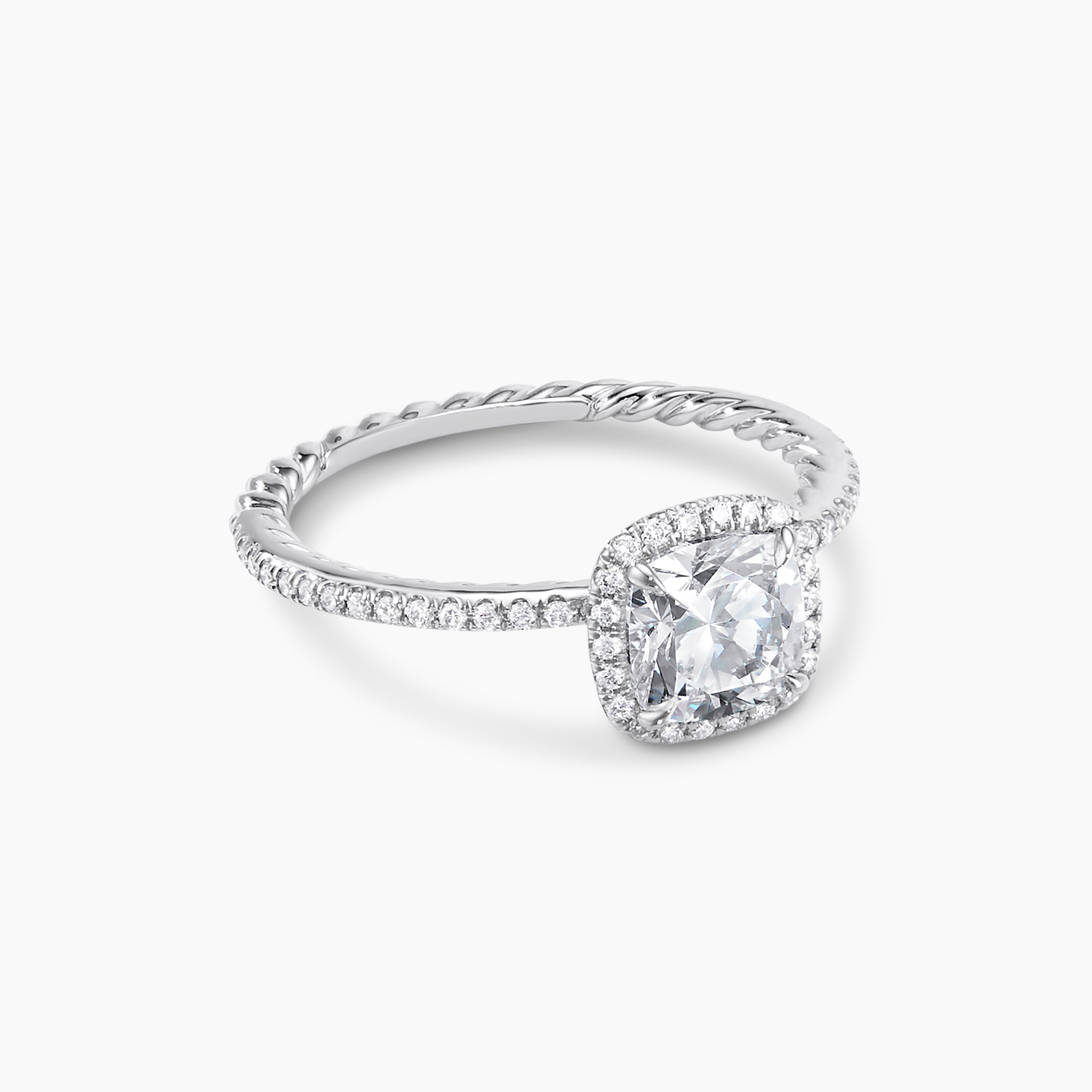 Womens DY Eden Pav&eacute; Halo Engagement Ring in Platinum, Cushion