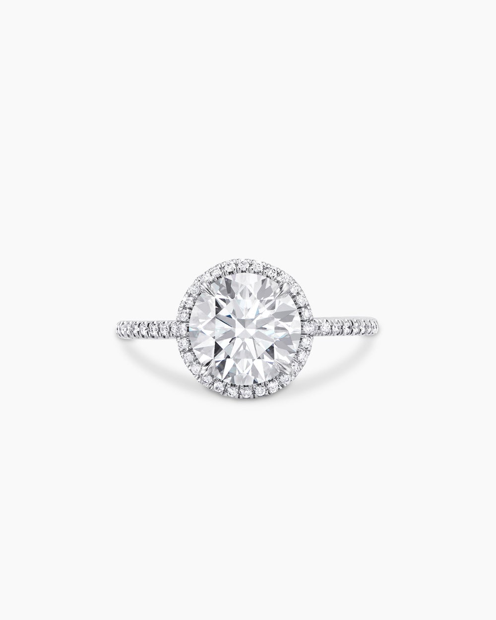 Womens DY Eden Pavé Halo Engagement Ring in Platinum, Round