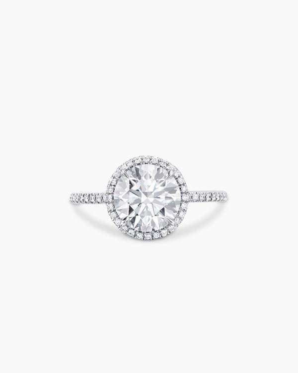 DY Eden Pavé Halo Engagement Ring in Platinum, Round