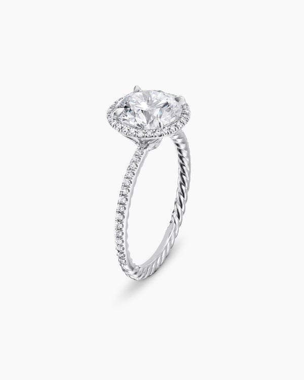 DY Eden Pavé Halo Engagement Ring in Platinum, Round