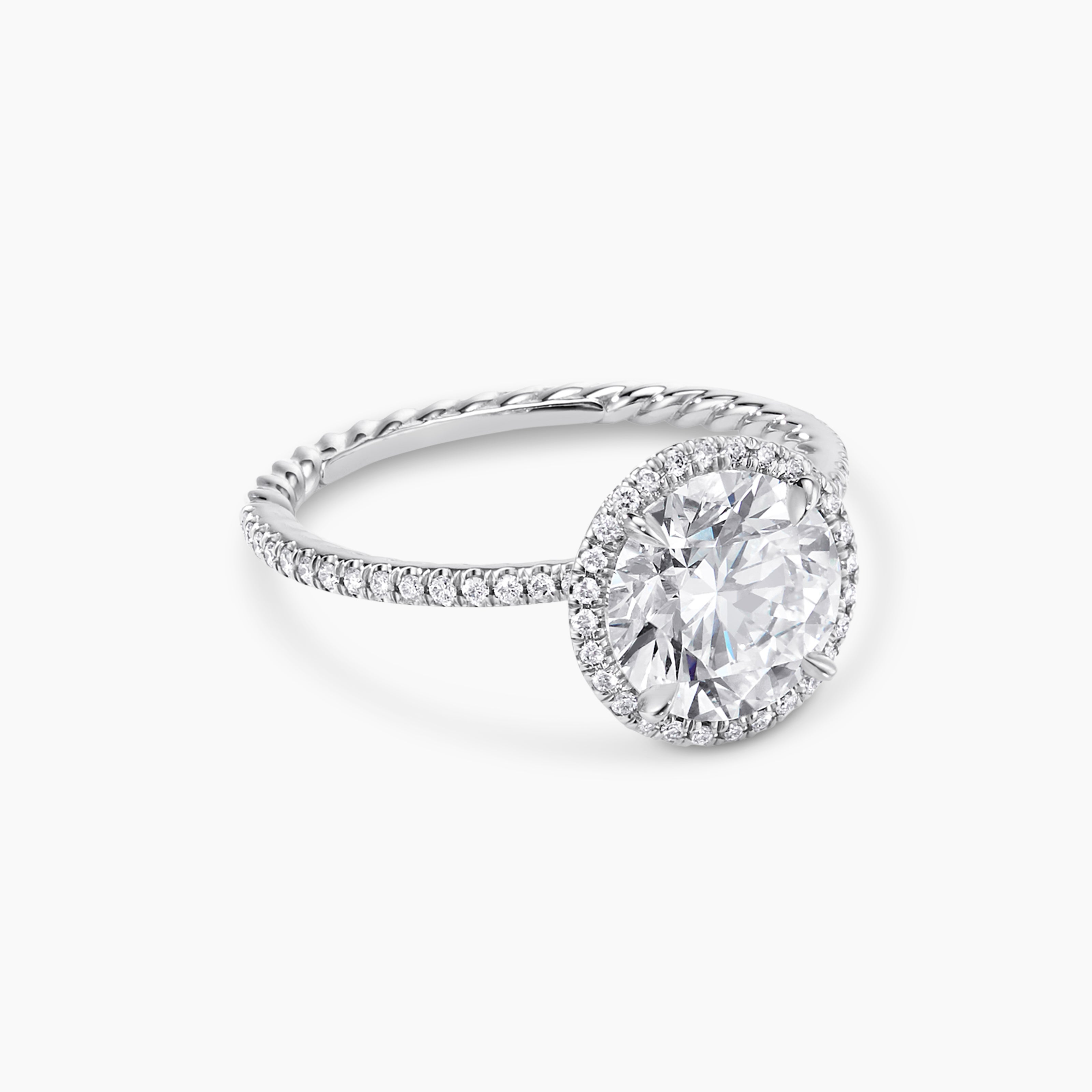 Womens DY Eden Pav&eacute; Halo Engagement Ring in Platinum, Round