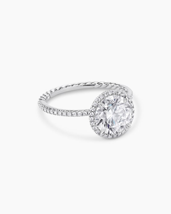 DY Eden Pavé Halo Engagement Ring in Platinum, Round Brilliant Cut
