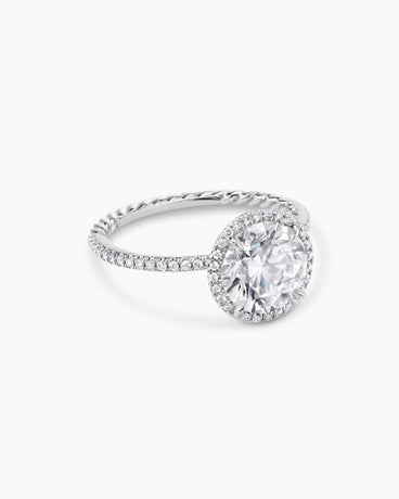 DY Eden Pavé Halo Engagement Ring in Platinum, Round