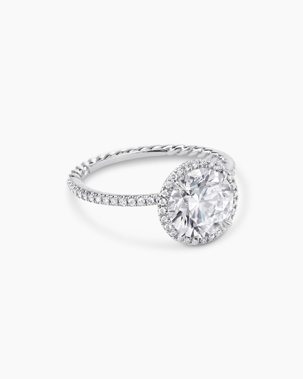 DY Eden Pavé Halo Engagement Ring in Platinum, Round