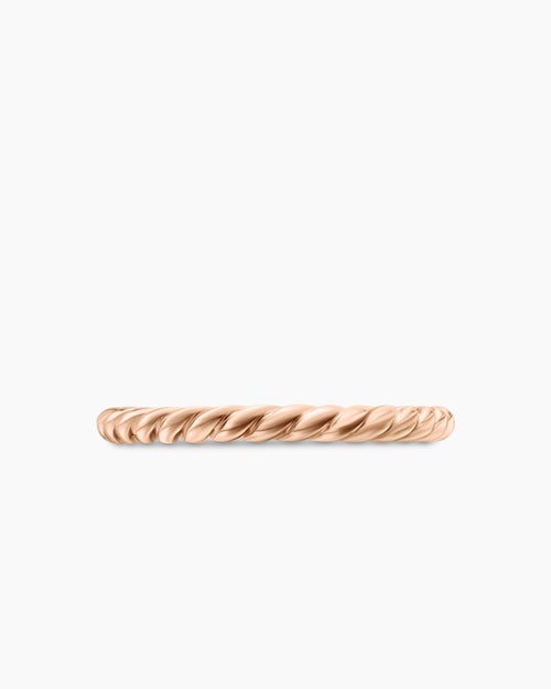 Womens DY Cable Band Ring in 18ct Rose Gold, 2mm