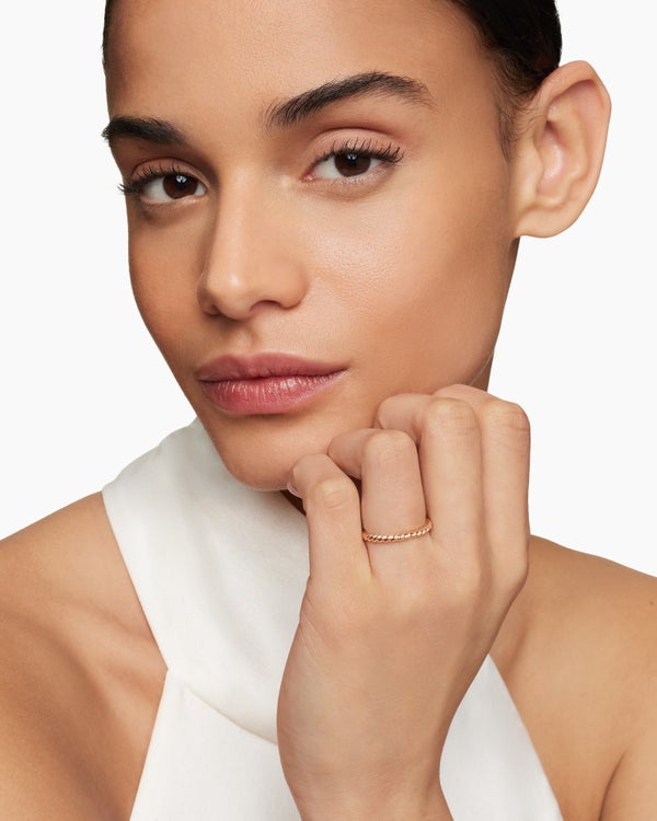 DY Cable Band Ring in 18K Rose Gold, 2mm