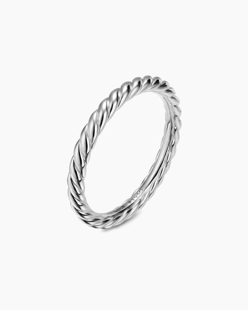 Womens DY Cable Band Ring in Platinum, 2mm
