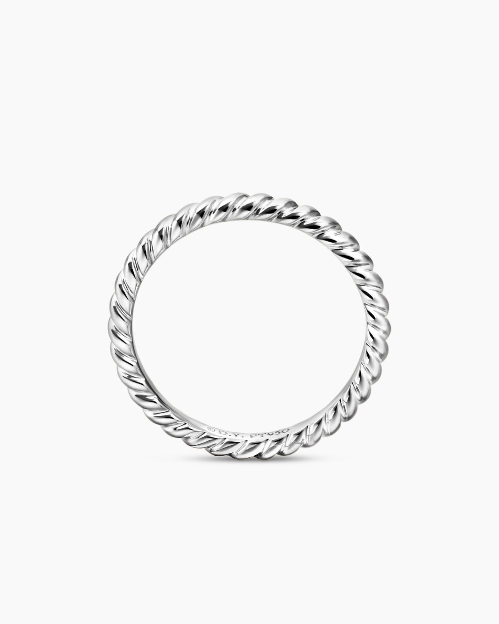 Womens DY Cable Band Ring in Platinum, 2mm