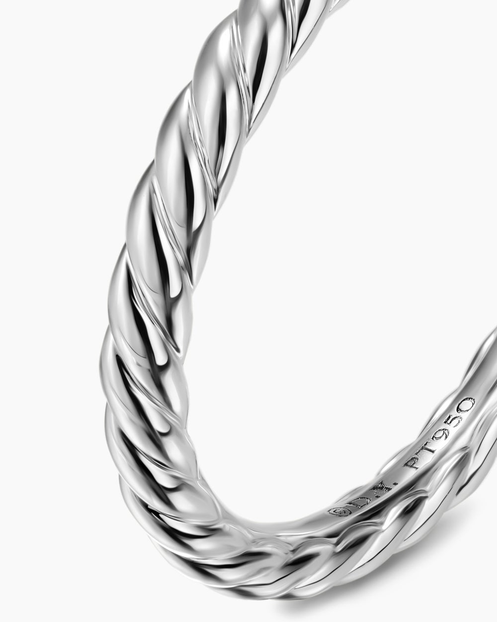 Womens DY Cable Band Ring in Platinum, 2mm