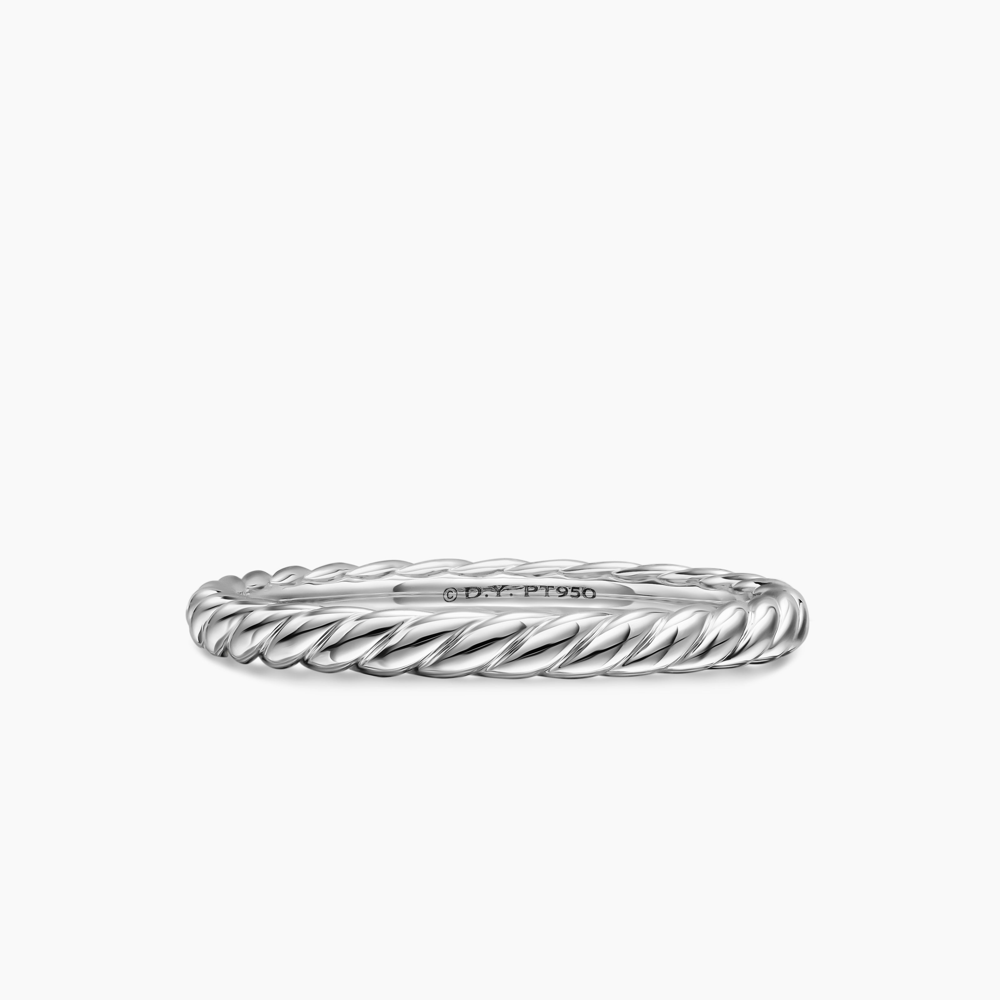 Womens DY Cable Band Ring in Platinum, 2mm