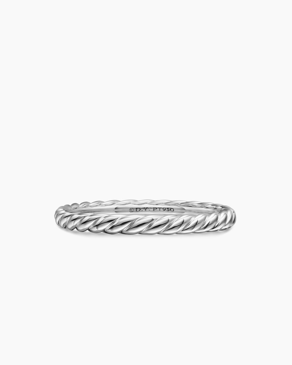 Womens DY Cable Band Ring in Platinum, 2mm