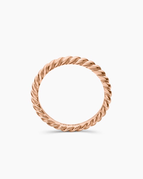 Womens DY Cable Band Ring in 18K Rose Gold, 3mm