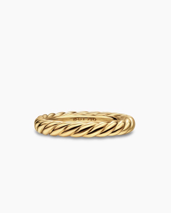 Cable Band Ring in 18K Yellow Gold, 3mm