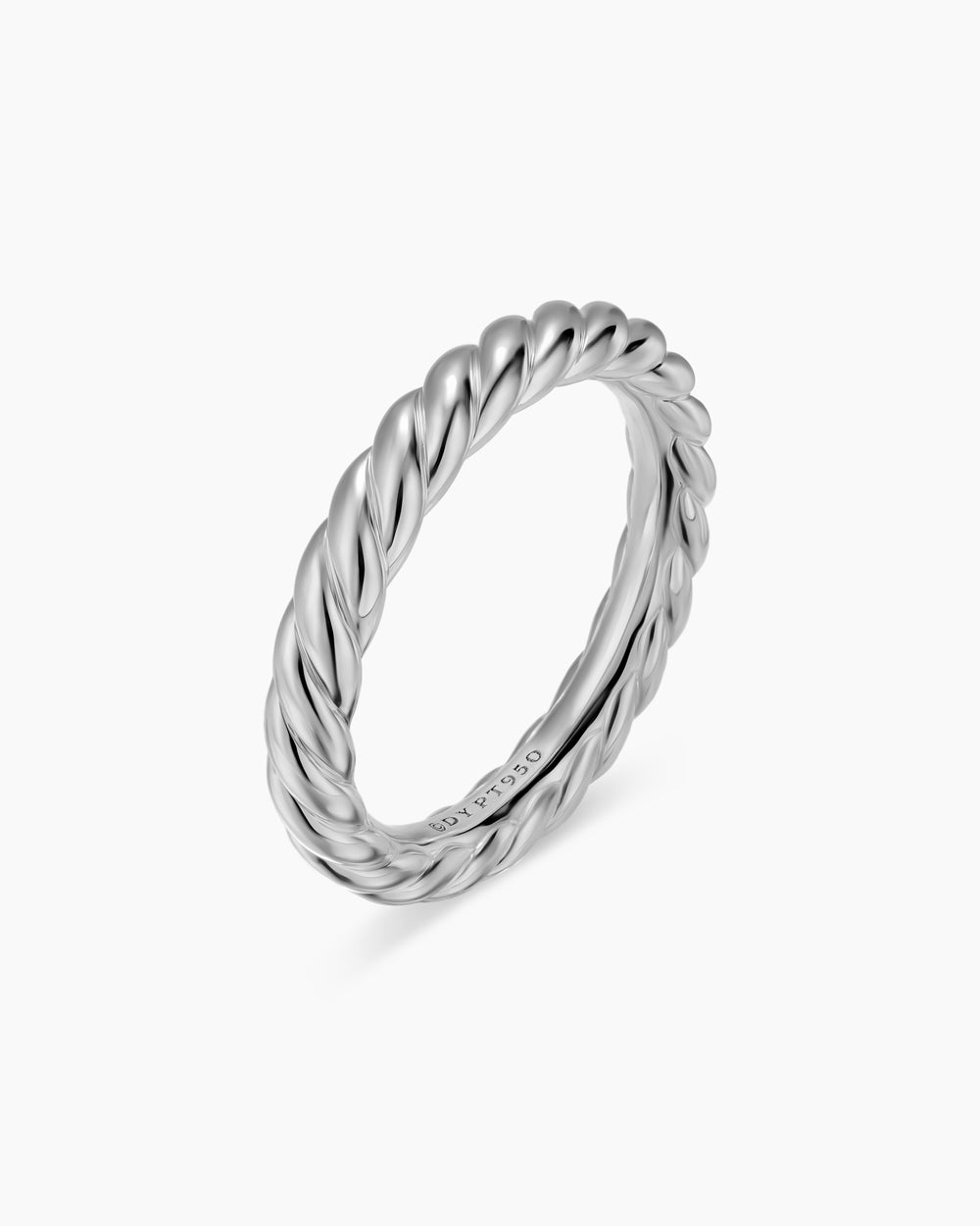 Womens DY Cable Band Ring in Platinum, 3mm