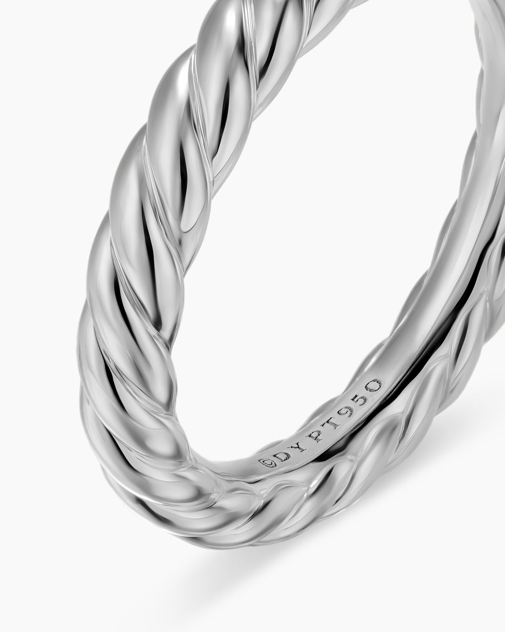 Womens DY Cable Band Ring in Platinum, 3mm