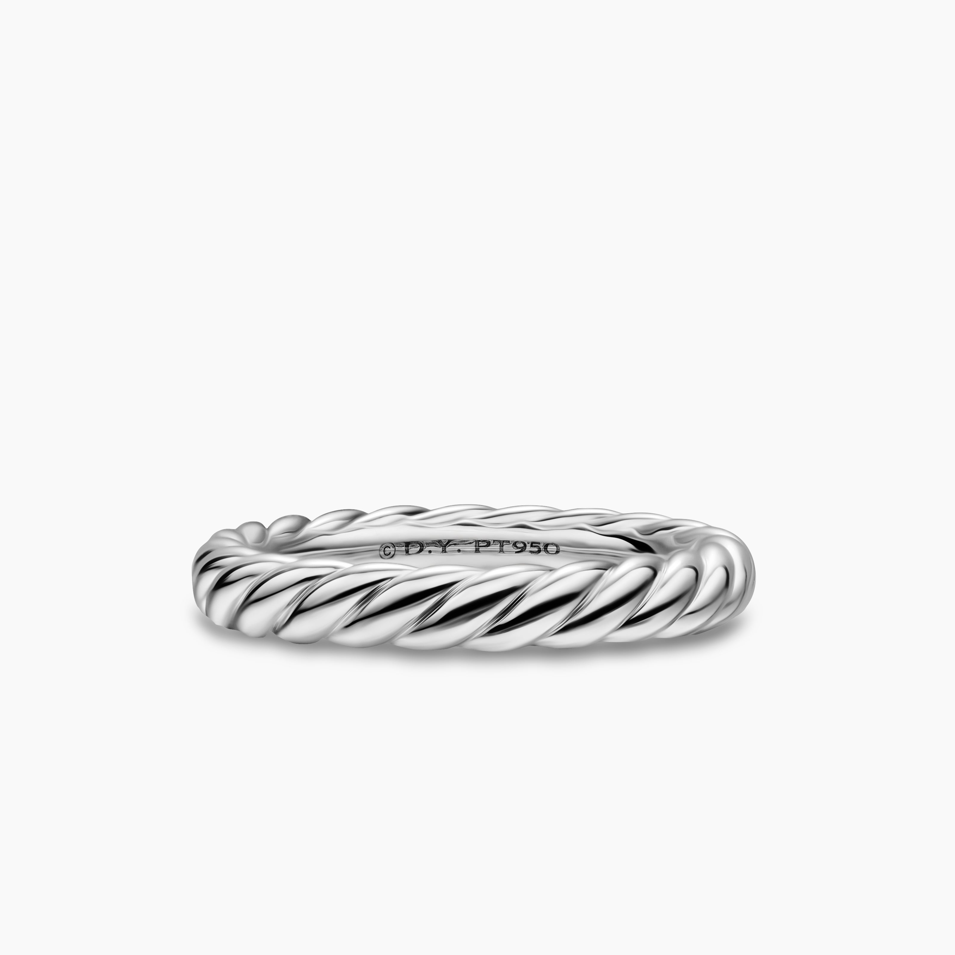 Womens DY Cable Band Ring in Platinum, 3mm