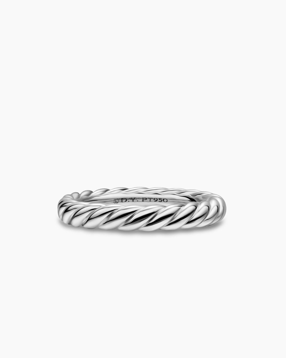 Womens DY Cable Band Ring in Platinum, 3mm