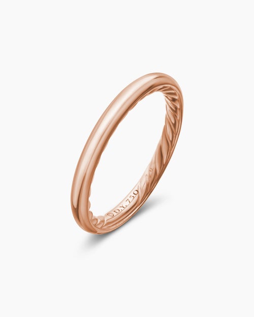 Womens DY Eden Band Ring in 18K Rose Gold, 2.5mm