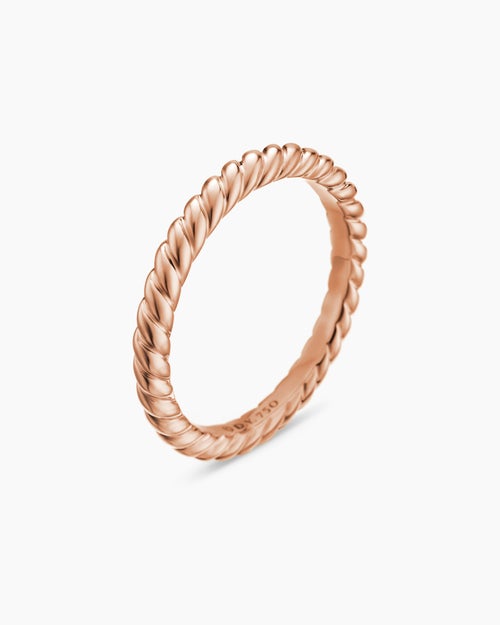 Womens DY Cable Band Ring in 18ct Rose Gold, 2.45mm