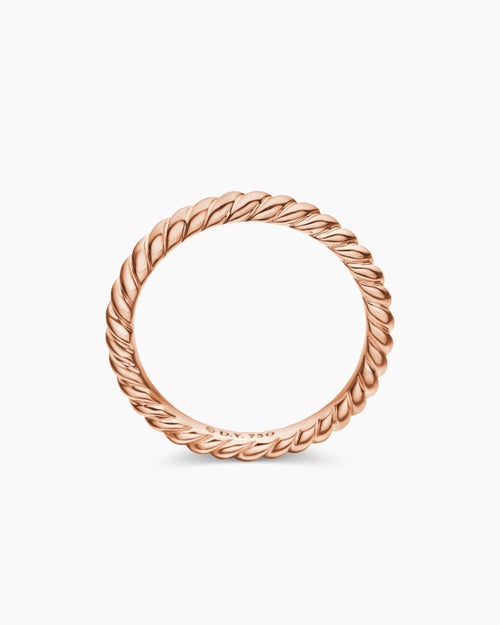 Womens DY Cable Band Ring in 18ct Rose Gold, 2.45mm
