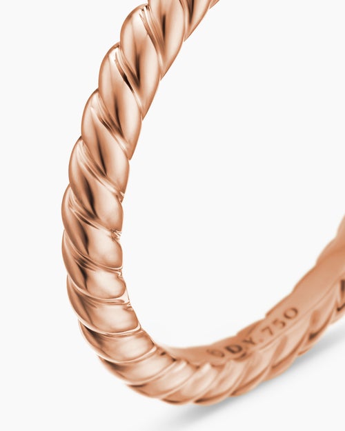 Womens DY Cable Band Ring in 18ct Rose Gold, 2.45mm