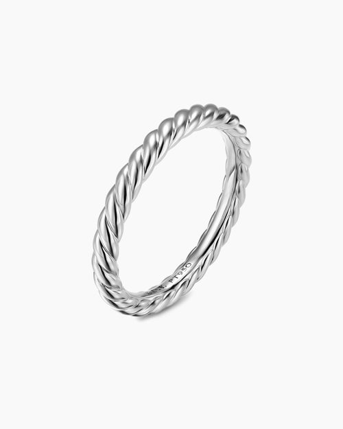 Womens DY Cable Band Ring in Platinum, 2.45mm