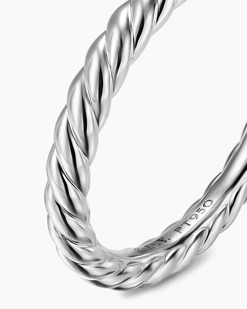 Womens DY Cable Band Ring in Platinum, 2.45mm