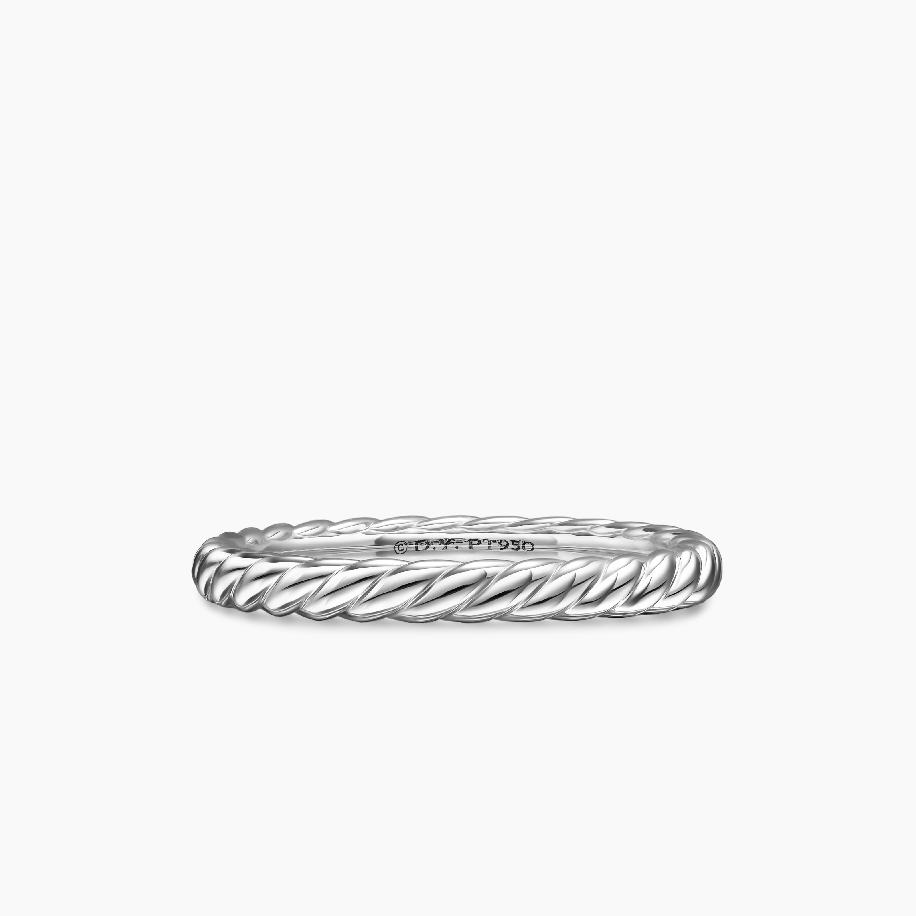 Womens DY Cable Band Ring in Platinum, 2.45mm
