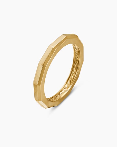 Womens DY Delaunay Faceted Band Ring in 18K Yellow Gold, 2.5mm