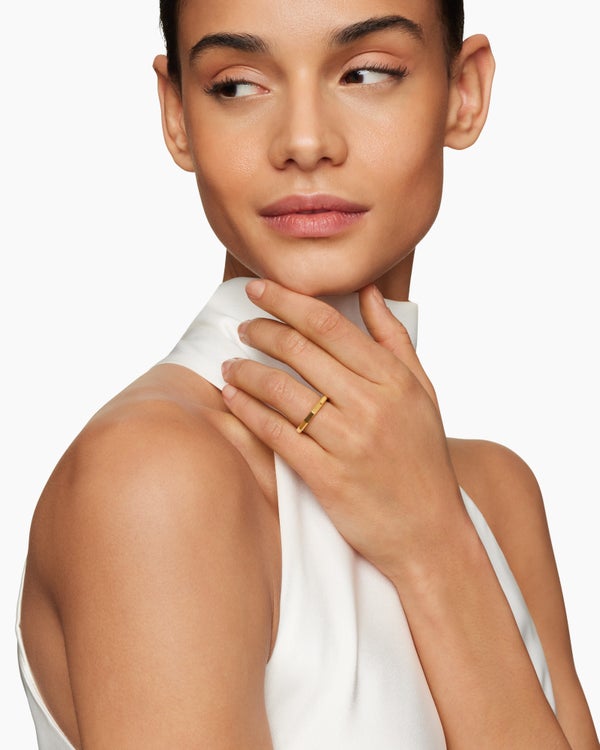 DY Delaunay Faceted Band Ring in 18K Yellow Gold, 2.5mm