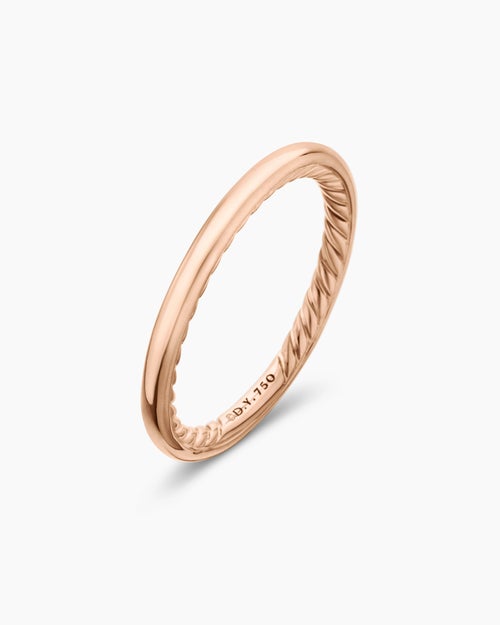 Womens DY Eden Band Ring in 18ct Rose Gold, 2mm