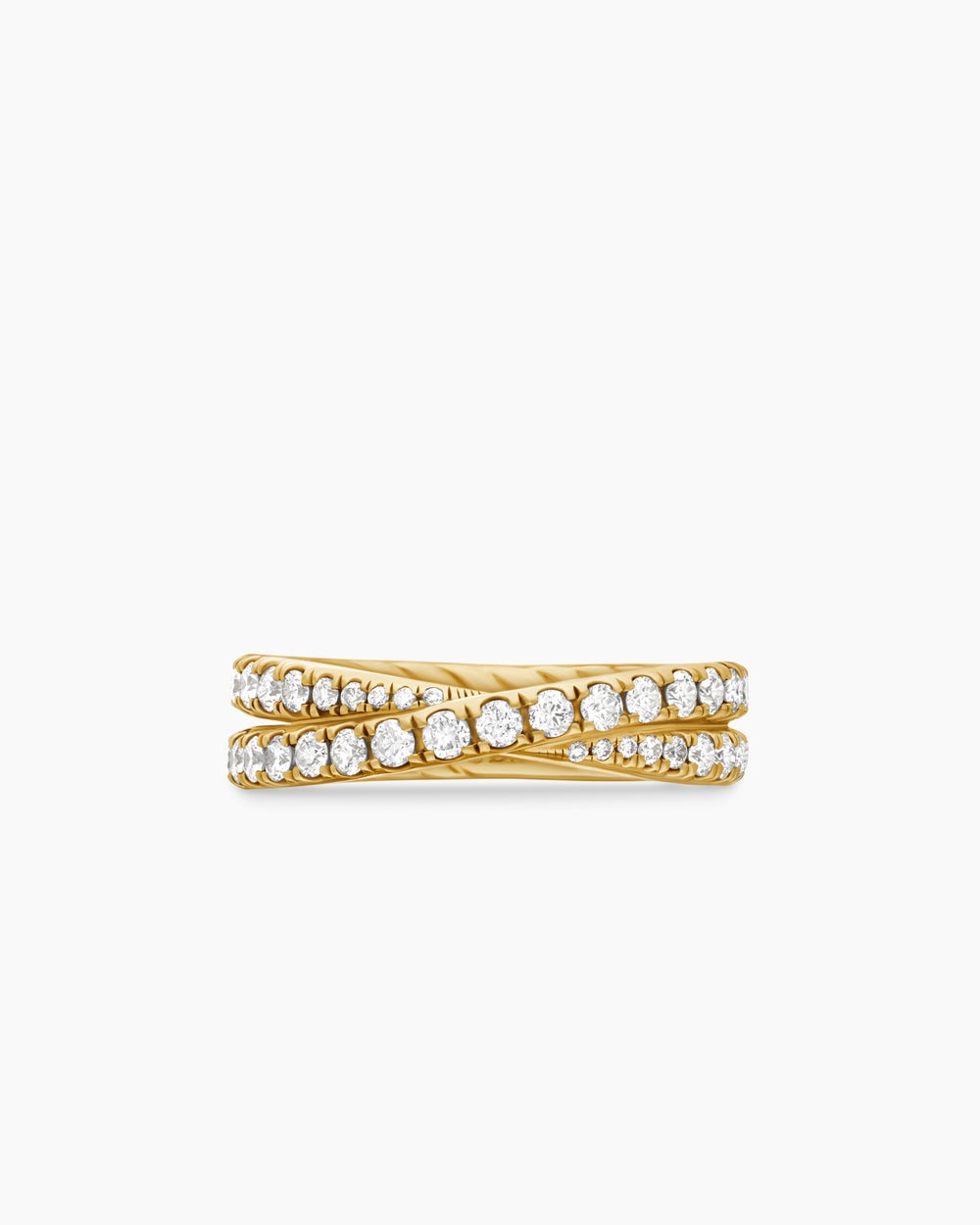 Womens DY Crossover Band Ring in 18K Yellow Gold with Diamonds, 5.2mm
