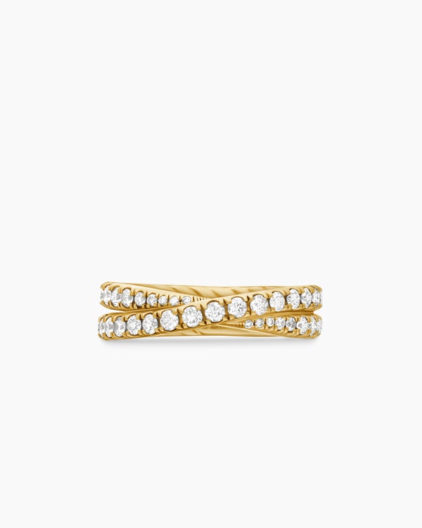DY Crossover Band Ring in 18K Yellow Gold with Diamonds, 5.2mm