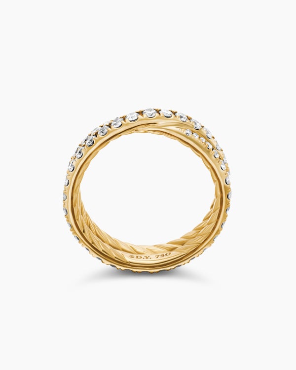 DY Crossover Band Ring in 18K Yellow Gold with Diamonds, 5.2mm