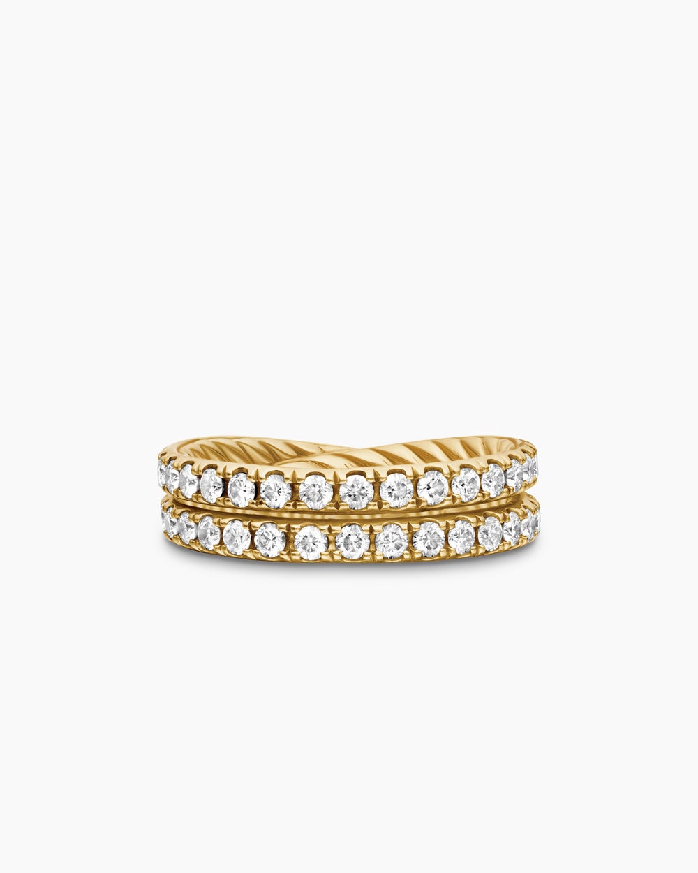 Womens DY Crossover Band Ring in 18K Yellow Gold with Diamonds, 5.2mm