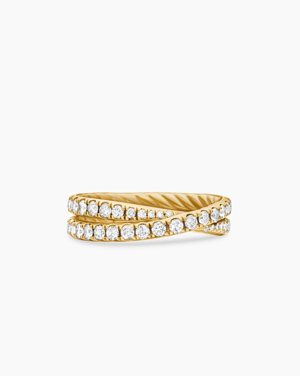 Womens DY Crossover Band Ring in 18K Yellow Gold with Diamonds, 5.2mm