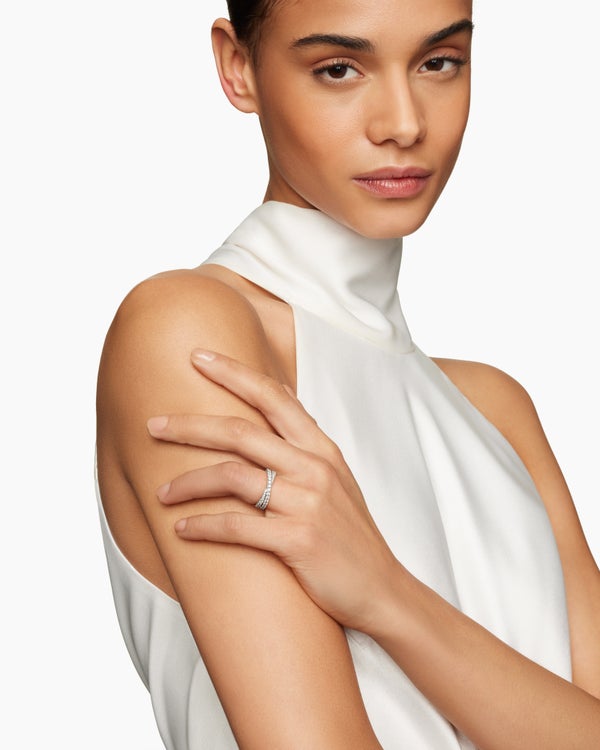 Bague DY Crossover® en platine avec diamants, 5,2 mm