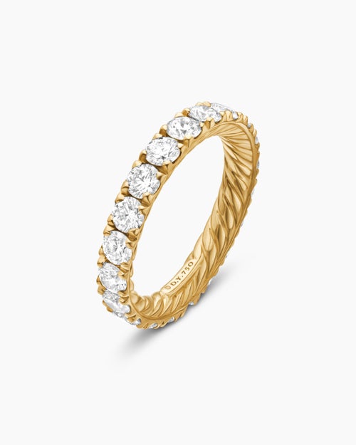 Womens DY Eden Band Ring in 18K Yellow Gold with Diamonds, 3.6mm