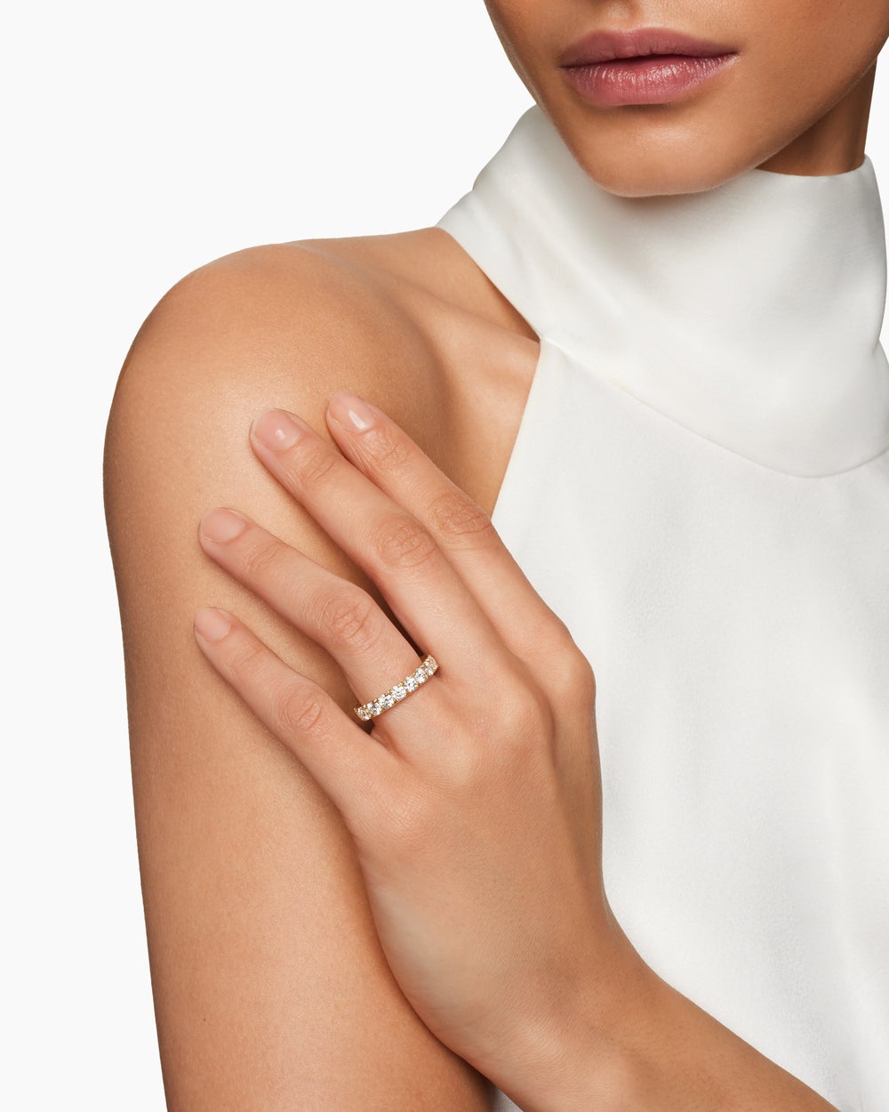 Anneau DY Eden en or jaune 18 carats avec diamants, 3,6 mm femmes