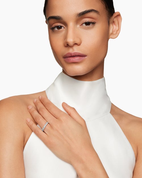 Womens DY Eden Band Ring in Platinum with Diamonds, 3.6mm