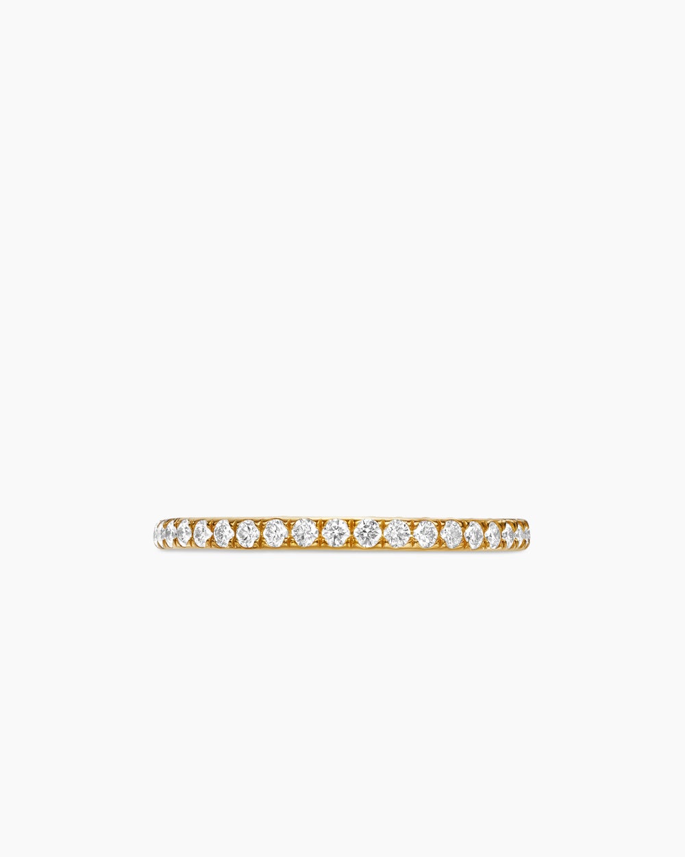 Womens DY Eden Band Ring in 18ct Yellow Gold with Pavé Diamonds, 1.85mm