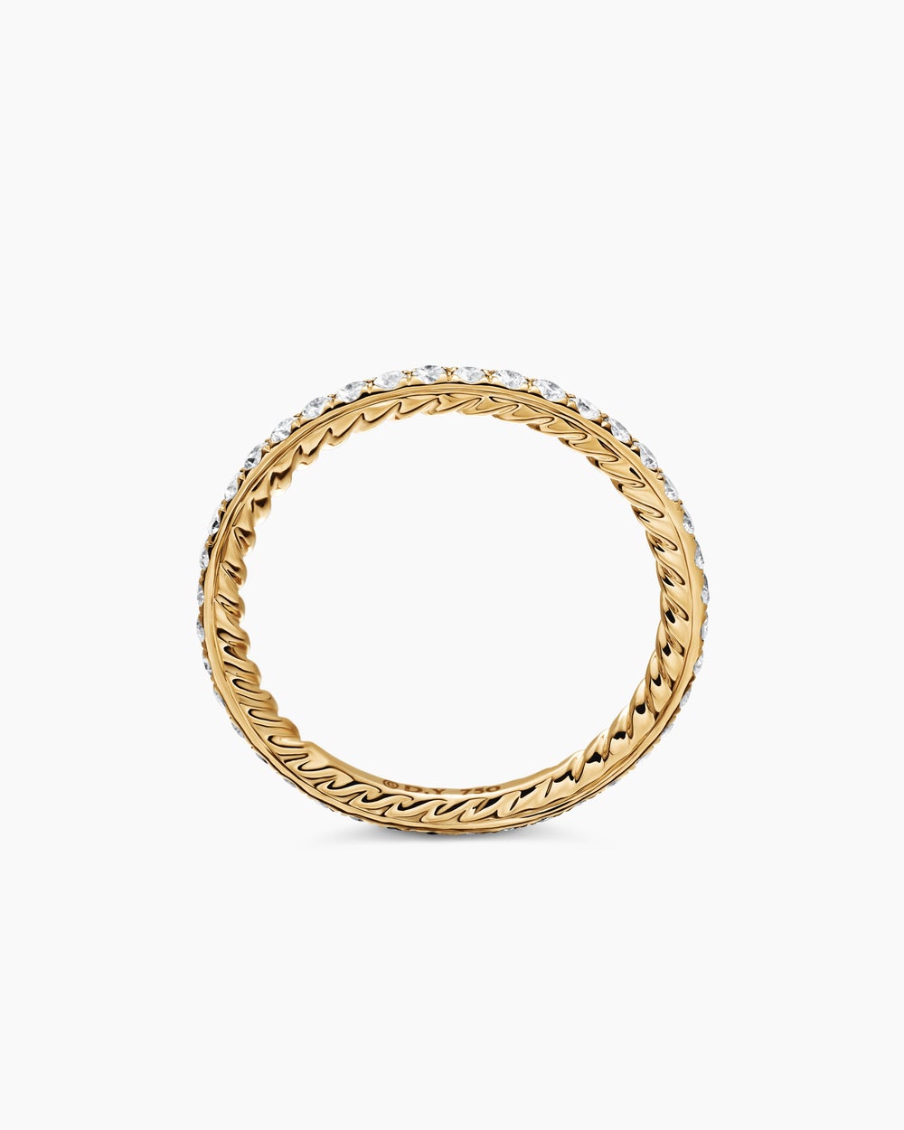 Womens DY Eden Band Ring in 18ct Yellow Gold with Pavé Diamonds, 1.85mm
