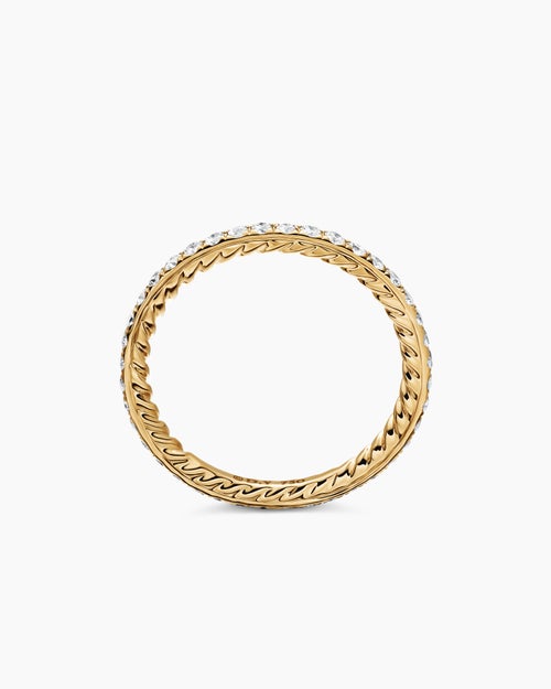 Womens DY Eden Band Ring in 18K Yellow Gold with Pavé Diamonds, 1.85mm