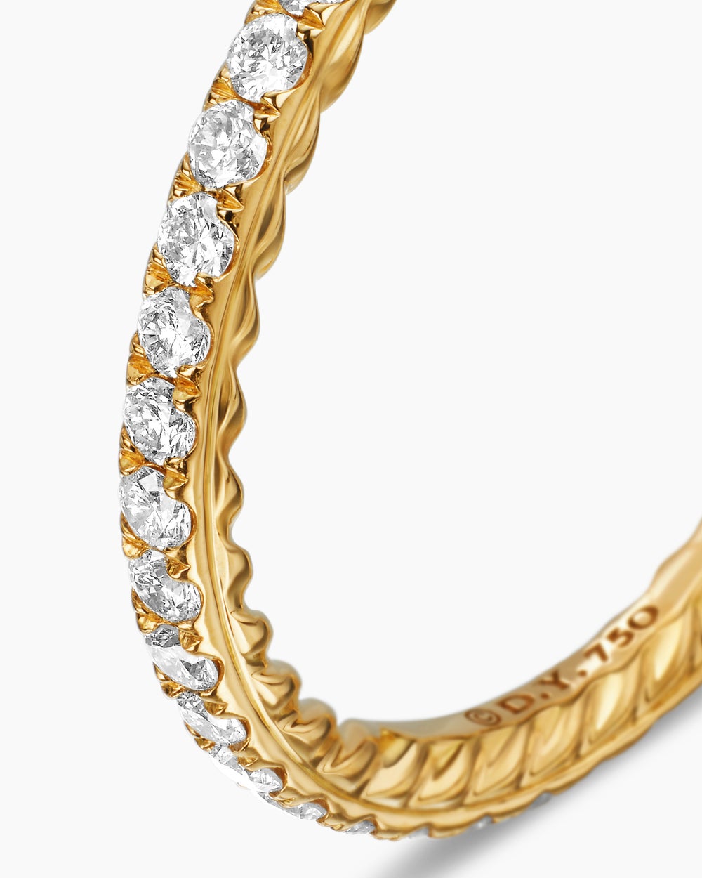 Womens DY Eden Band Ring in 18ct Yellow Gold with Pavé Diamonds, 1.85mm