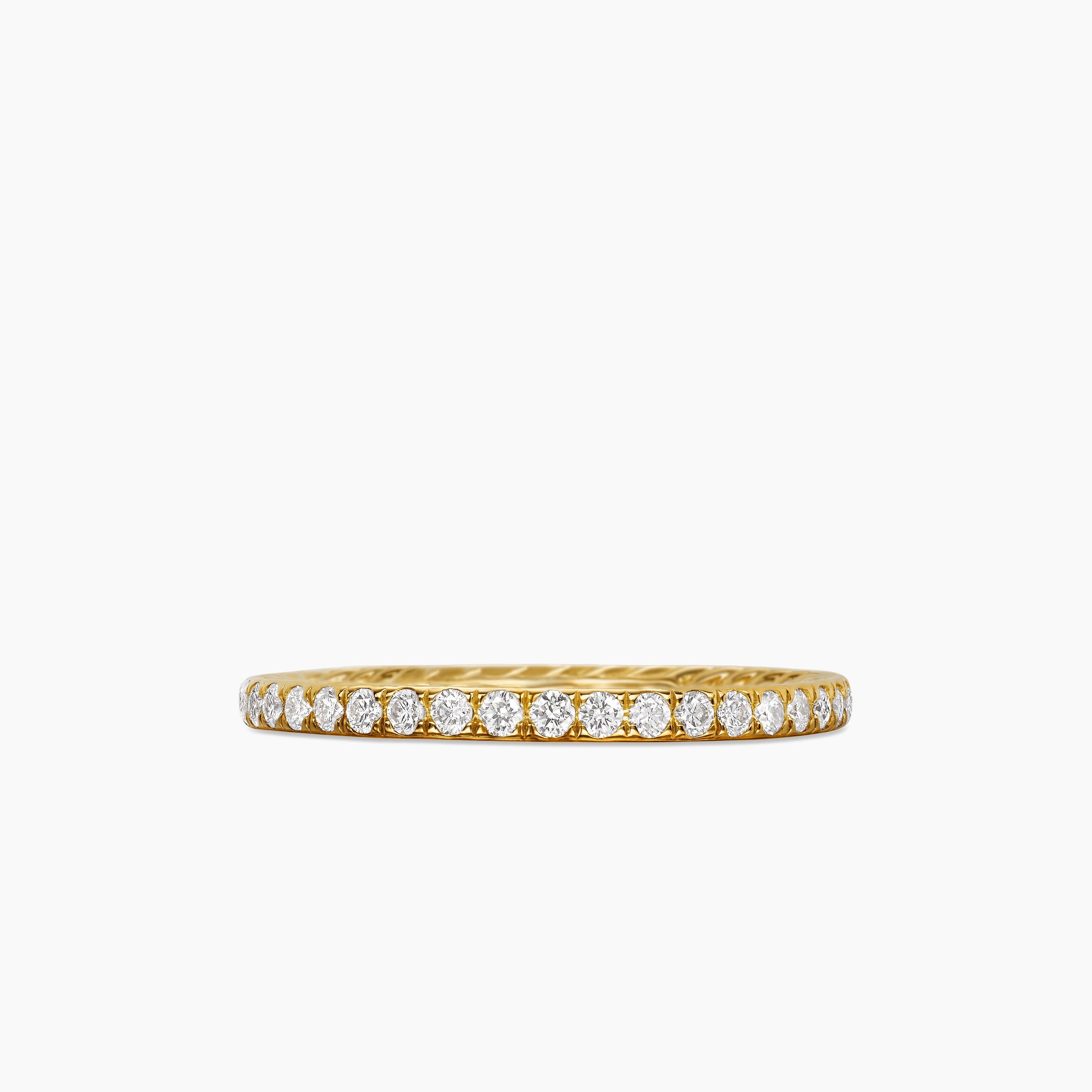 Womens DY Eden Band Ring in 18K Yellow Gold with Pav&eacute;, 1.85mm