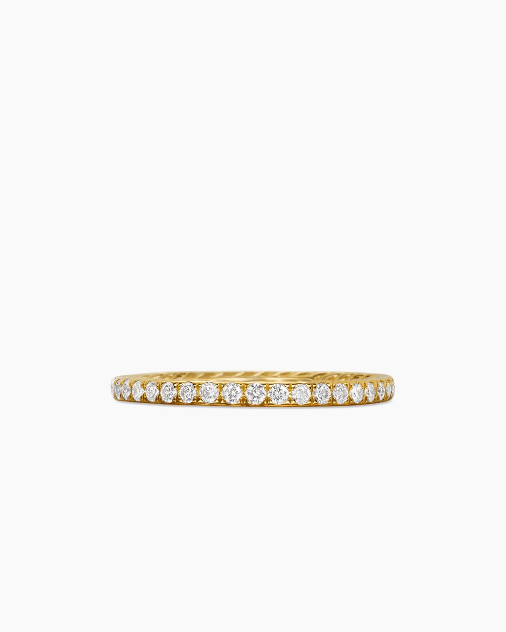 Womens DY Eden Band Ring in 18ct Yellow Gold with Pavé Diamonds, 1.85mm