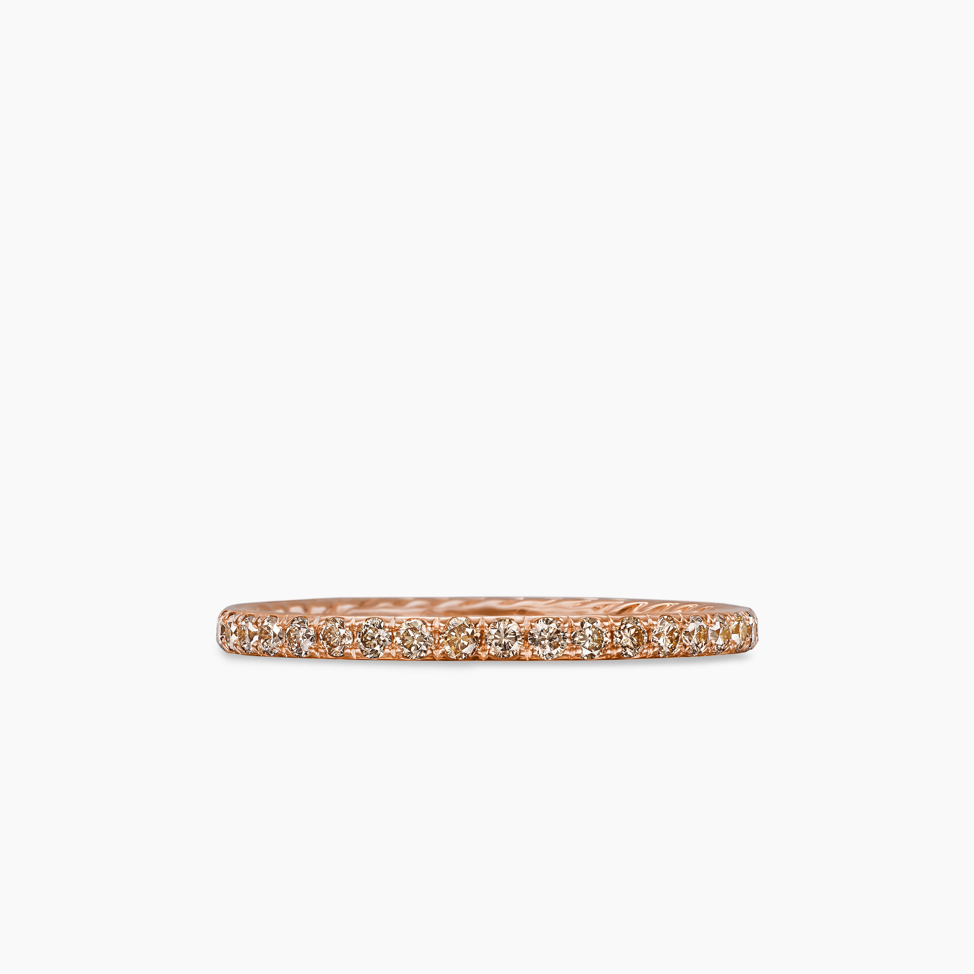 Womens DY Eden Band Ring in 18K Rose Gold with Pav&eacute;, 1.85mm