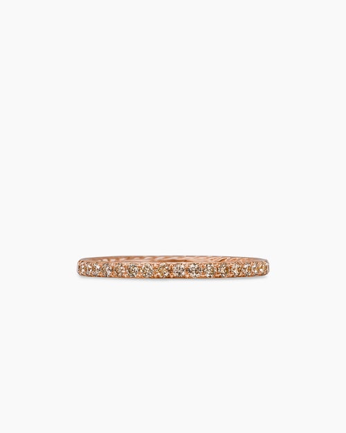 Womens DY Eden Band Ring in 18K Rose Gold with Pavé, 1.85mm