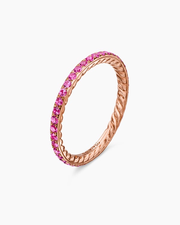 DY Eden Band Ring in 18K Rose Gold with Pavé, 1.85mm
