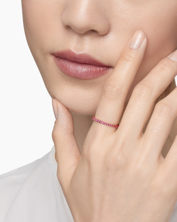 DY Eden Band Ring in 18K Rose Gold with Pavé, 1.85mm